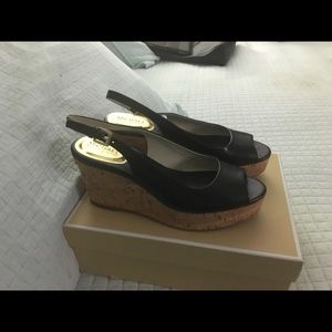 Black Leather wedge